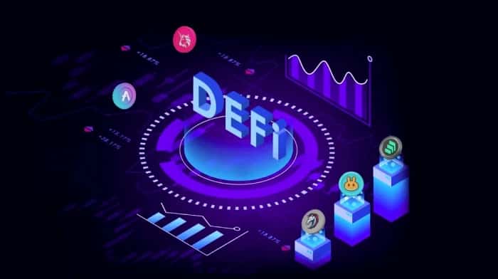 DeFi investment platform interface showing smart contract integration with traditional finance dashboard