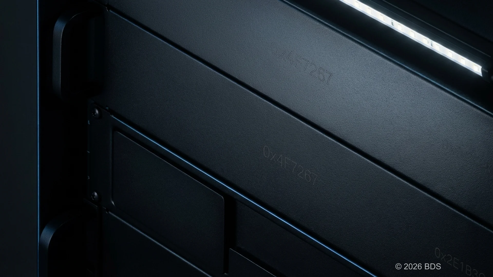 Futuristic blockchain network visualization with interconnected nodes and data flows