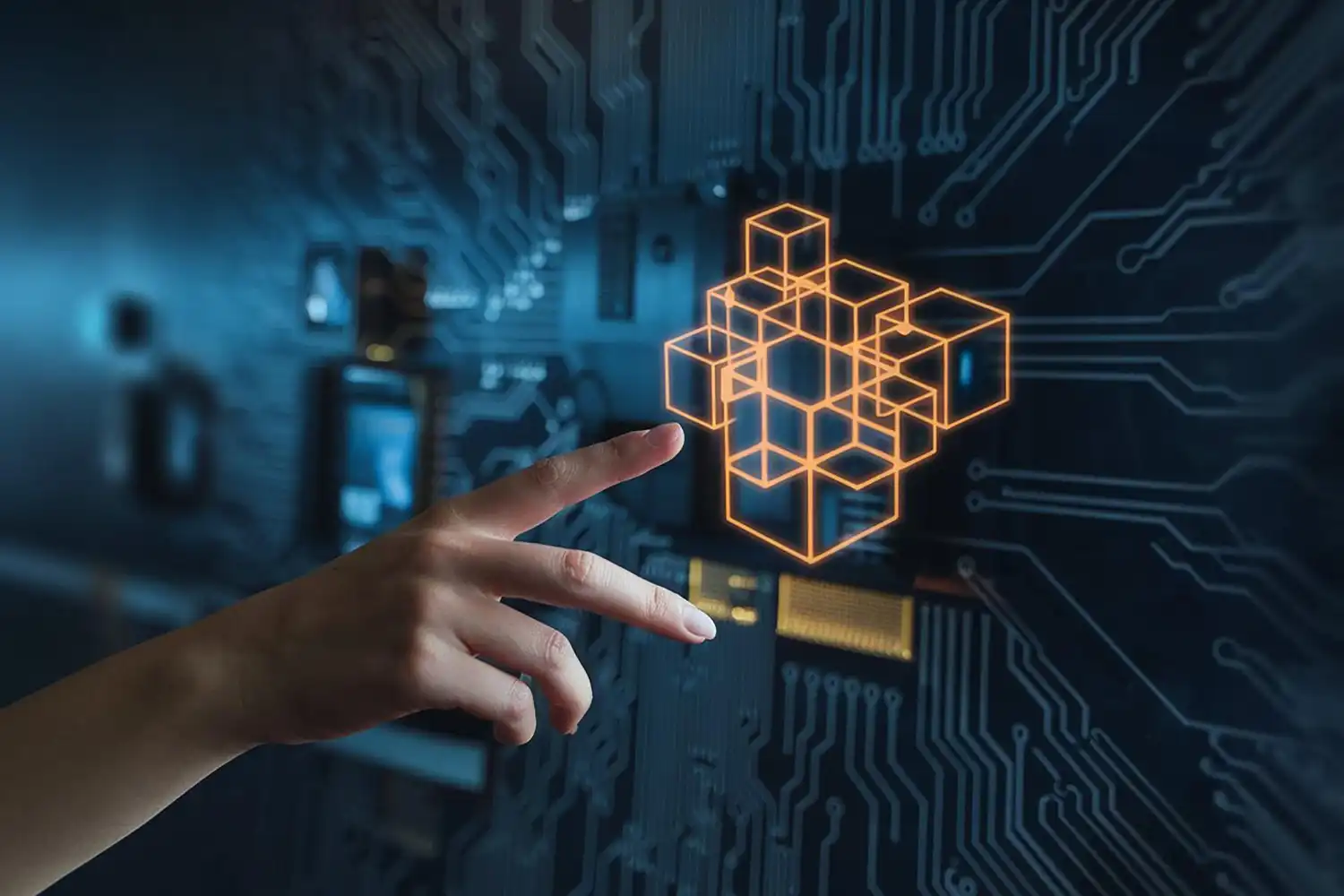 Blockchain API integration showing developer workflows with multiple blockchain networks and programming interfaces