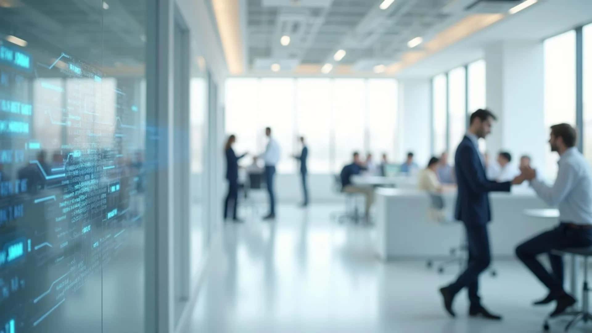 Blockchaini tootmise ökosüsteem, mis näitab omavahel seotud tarneahelat, IoT-andureid ja nutikaid lepinguid