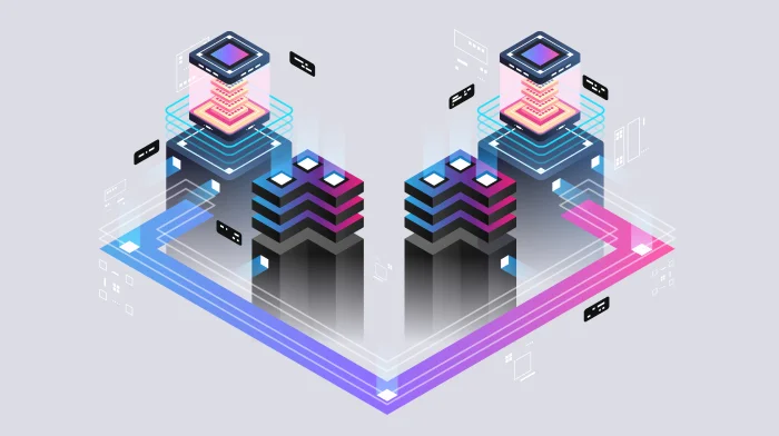 Multi-layer blockchain architecture diagram showing interconnected layers from infrastructure to applications