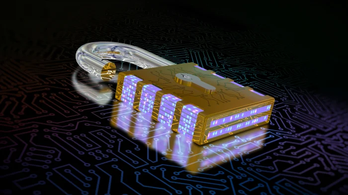 Arquitectura de ciberseguridad de blockchain que muestra nodos descentralizados y capas de protección criptográfica.