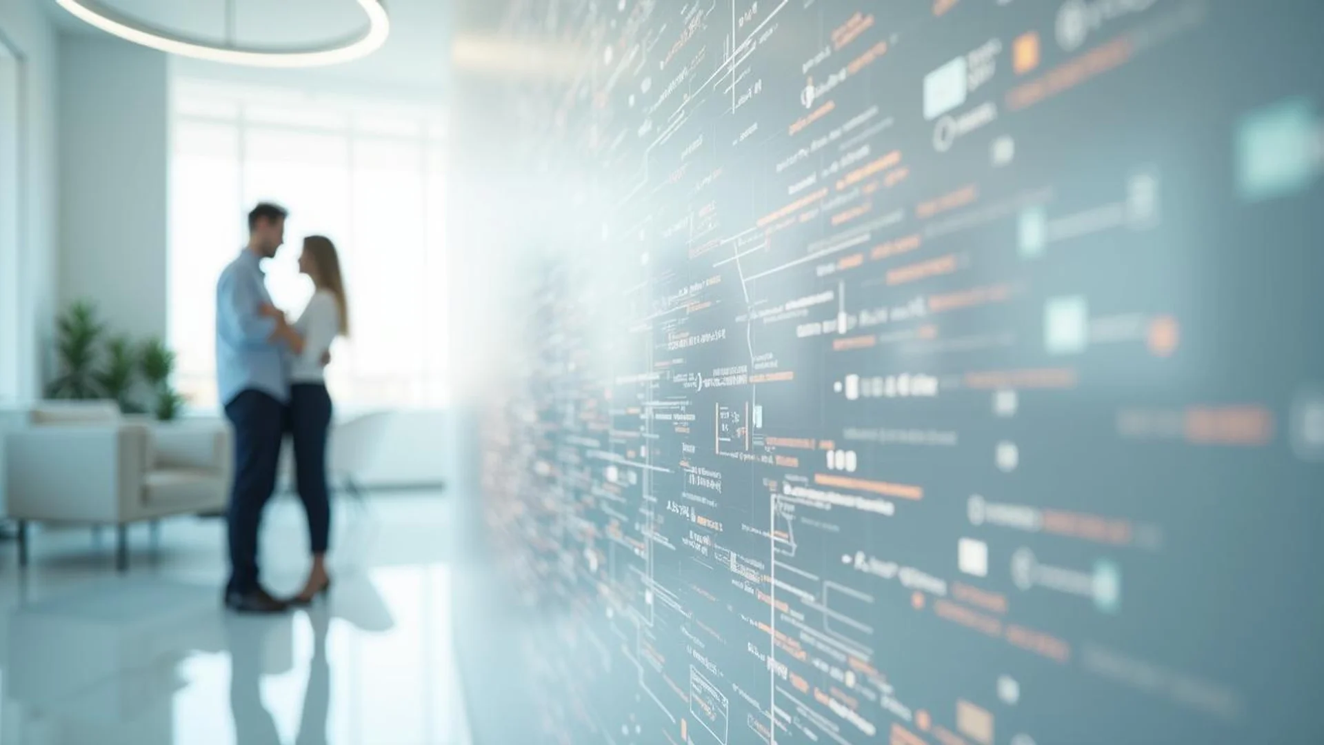 Architecture réseau blockchain d'entreprise montrant le flux sécurisé de données entre les systèmes commerciaux.