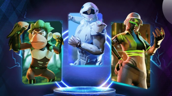 Interfaz del mercado de juegos NFT que muestra activos digitales, funciones de comercio e integración de blockchain para desarrolladores de juegos.