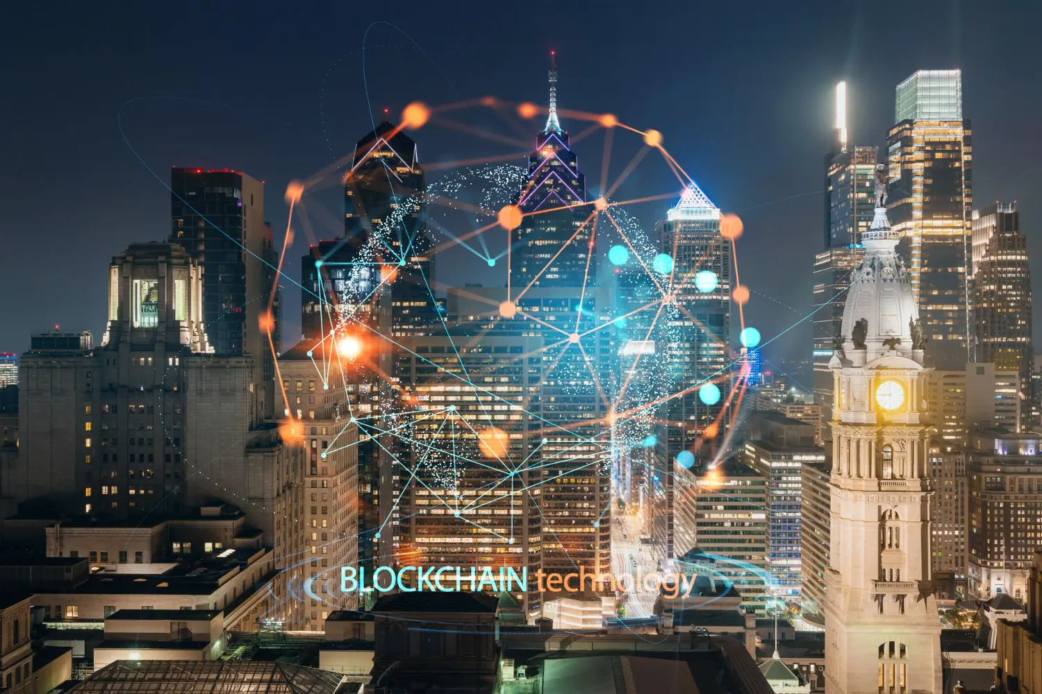 AI and blockchain integration in enterprise environments showing data flow, smart contracts, and security layers