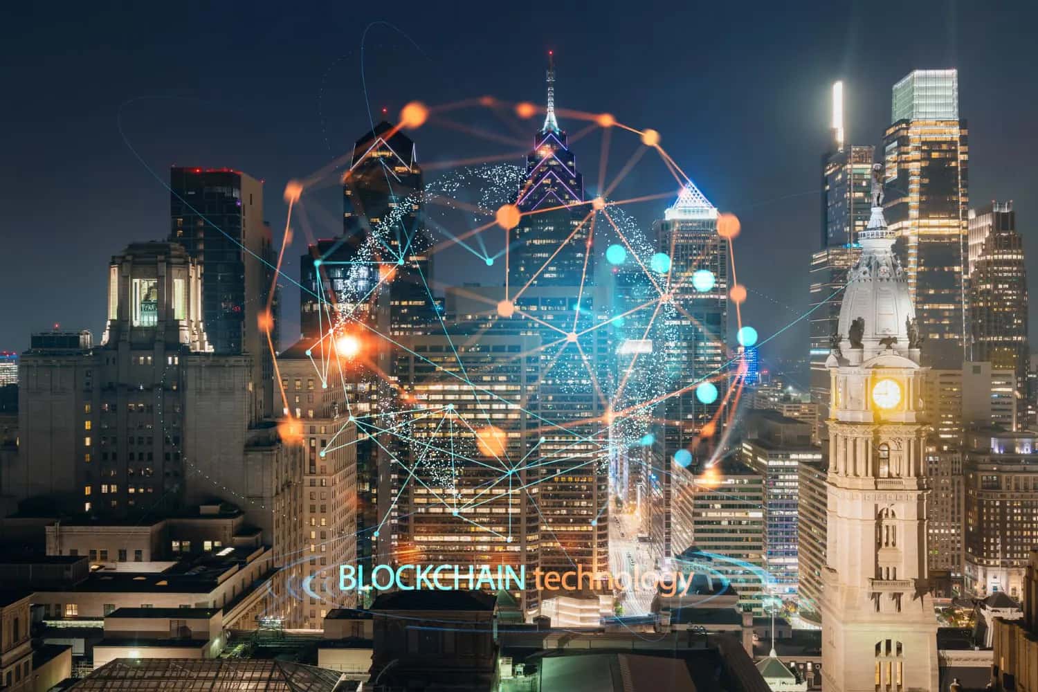 AI and blockchain integration in enterprise environments showing data flow, smart contracts, and security layers