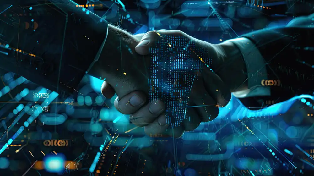 Globalny krajobraz rozwoju technologii blockchain przedstawiający połączone sieci i zespoły programistów