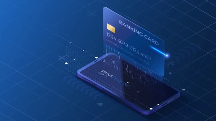 Architettura della piattaforma di digital banking che mostra microservizi basati su cloud, app mobili e reti di pagamento blockchain